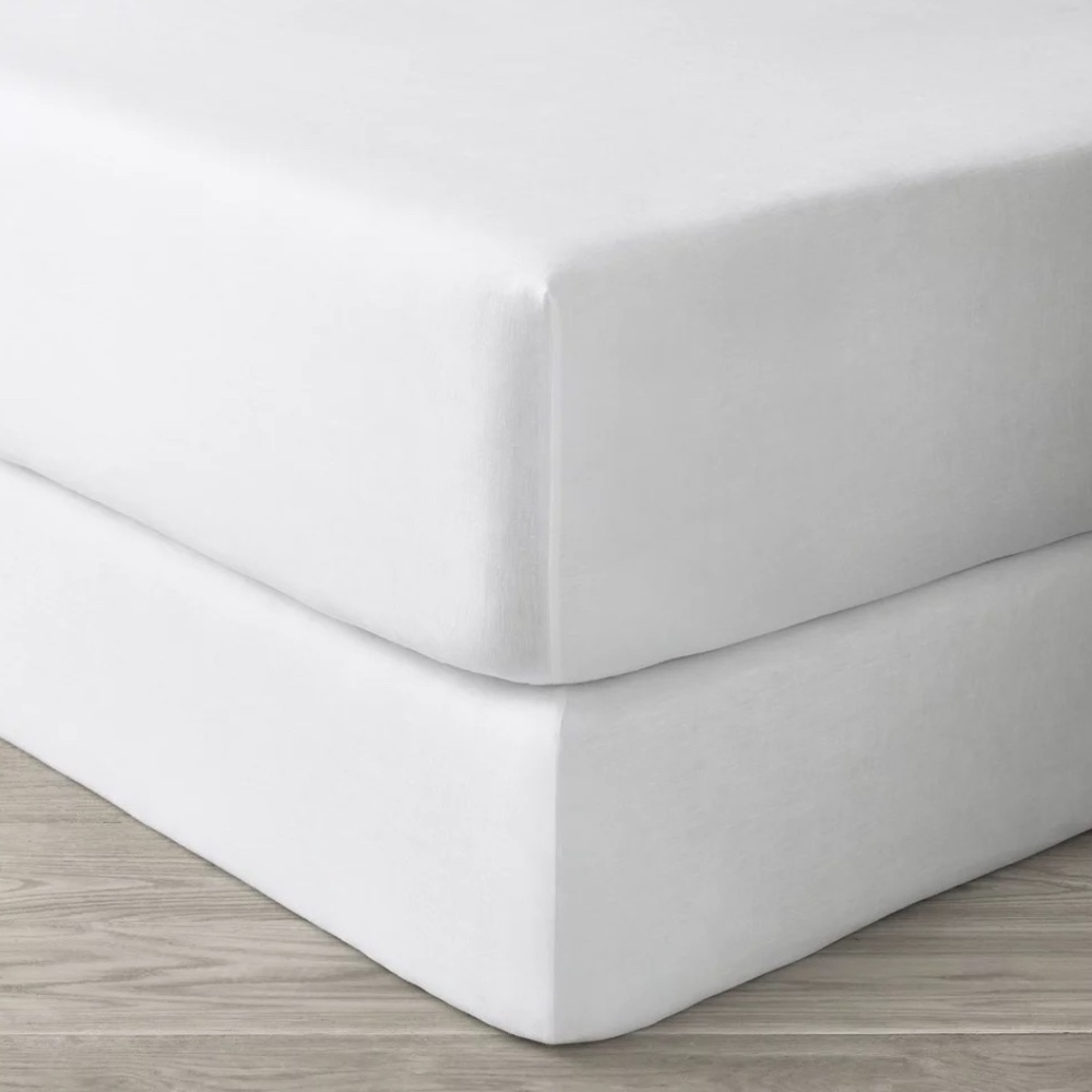 Restoration Hardware king vintage washed Belgian linen box spring cover white